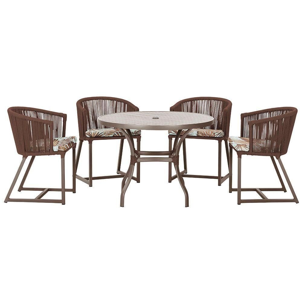 Mesa Com 4 Cadeiras E Noronha Estofado 6 Trama autêntico Marrom