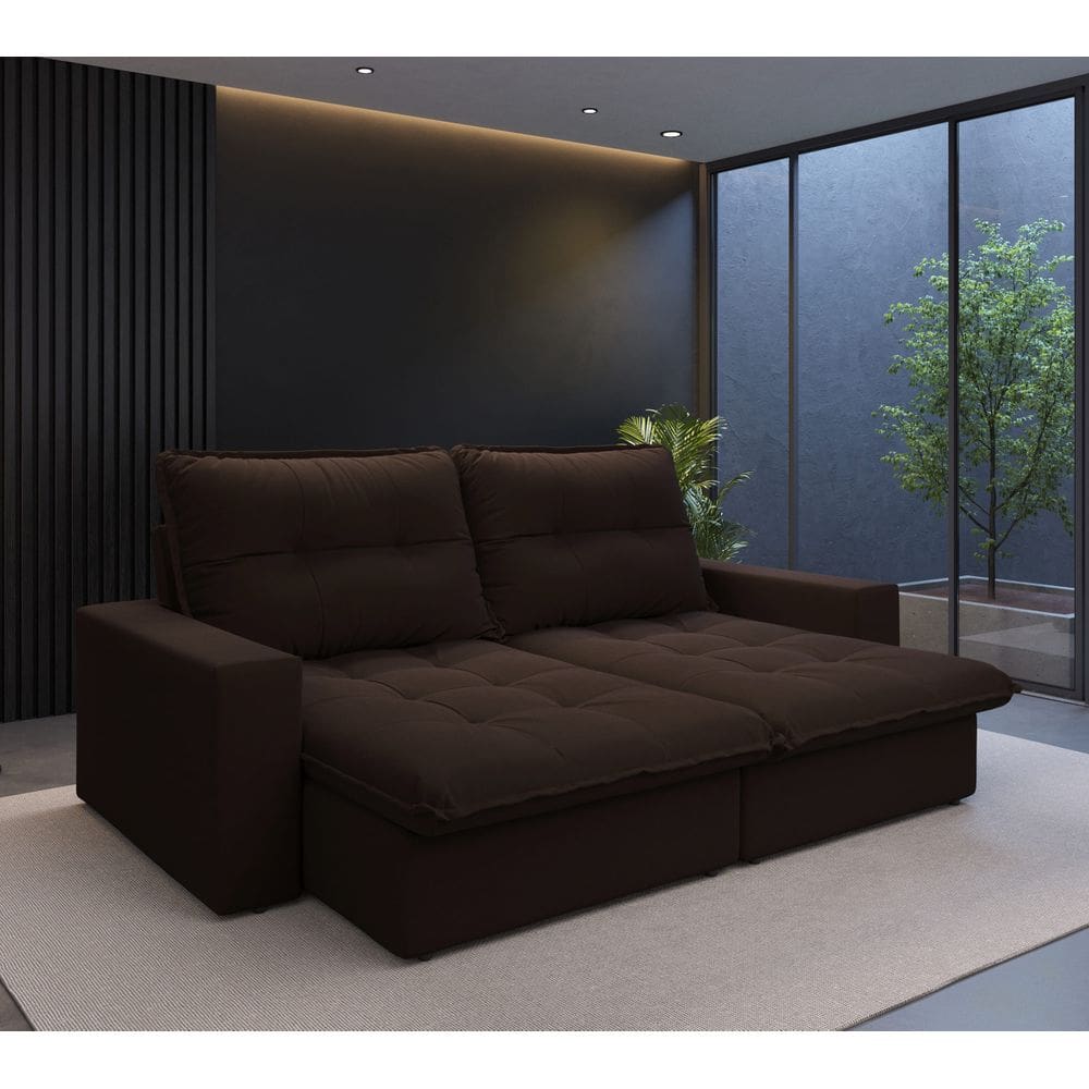 Sofá Firenze Retrátil e Reclinável 3 Lugares Suede 210cm com abertura de 140cm