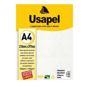 Papel A4 180 g/m² Usapel 50 Folhas Pérsico Branco Texturizado - Impressões | Convites | Cartões | Artesanato