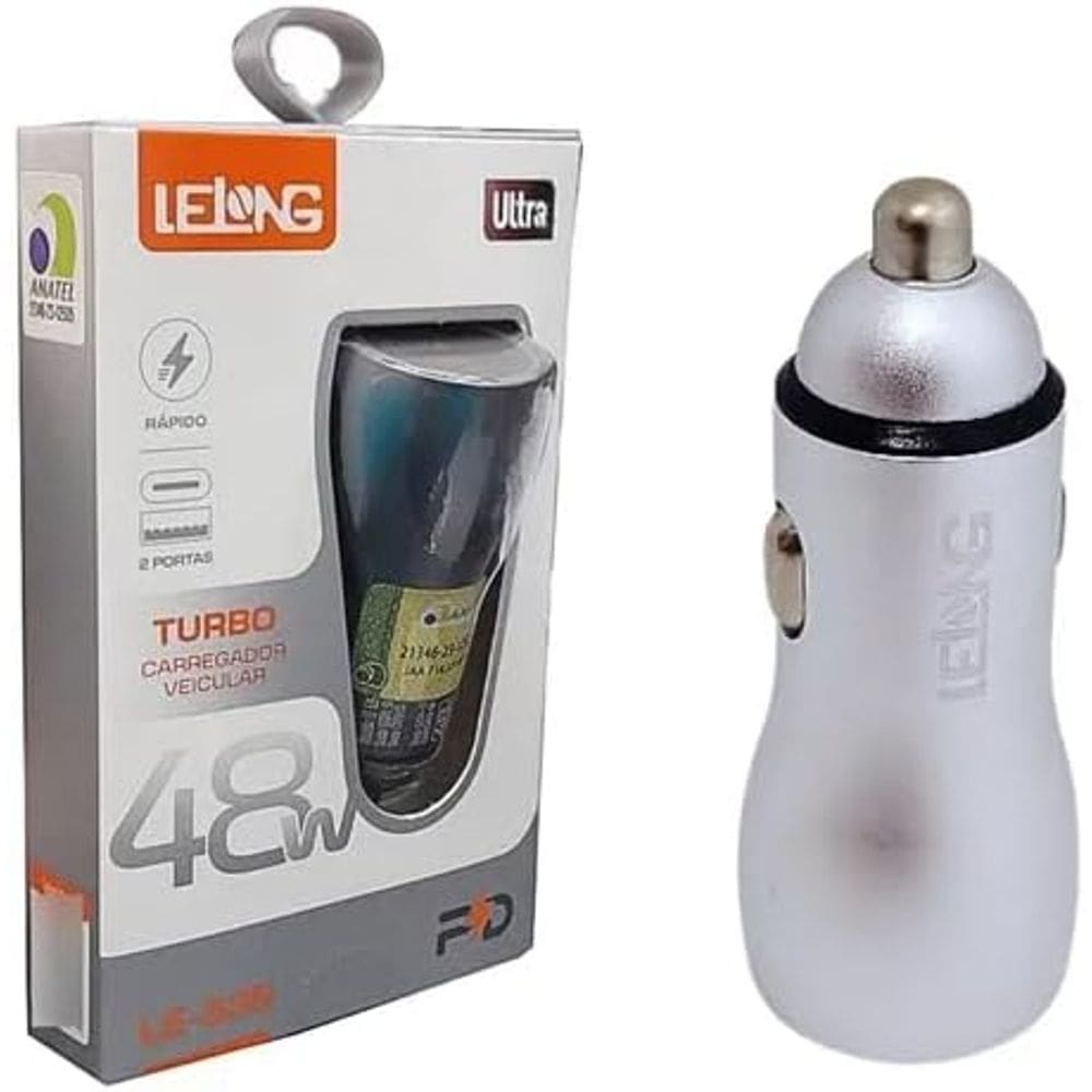 Carregador Veicular Turbo 48w Usb-c E Usb Duplo Rápido Carro