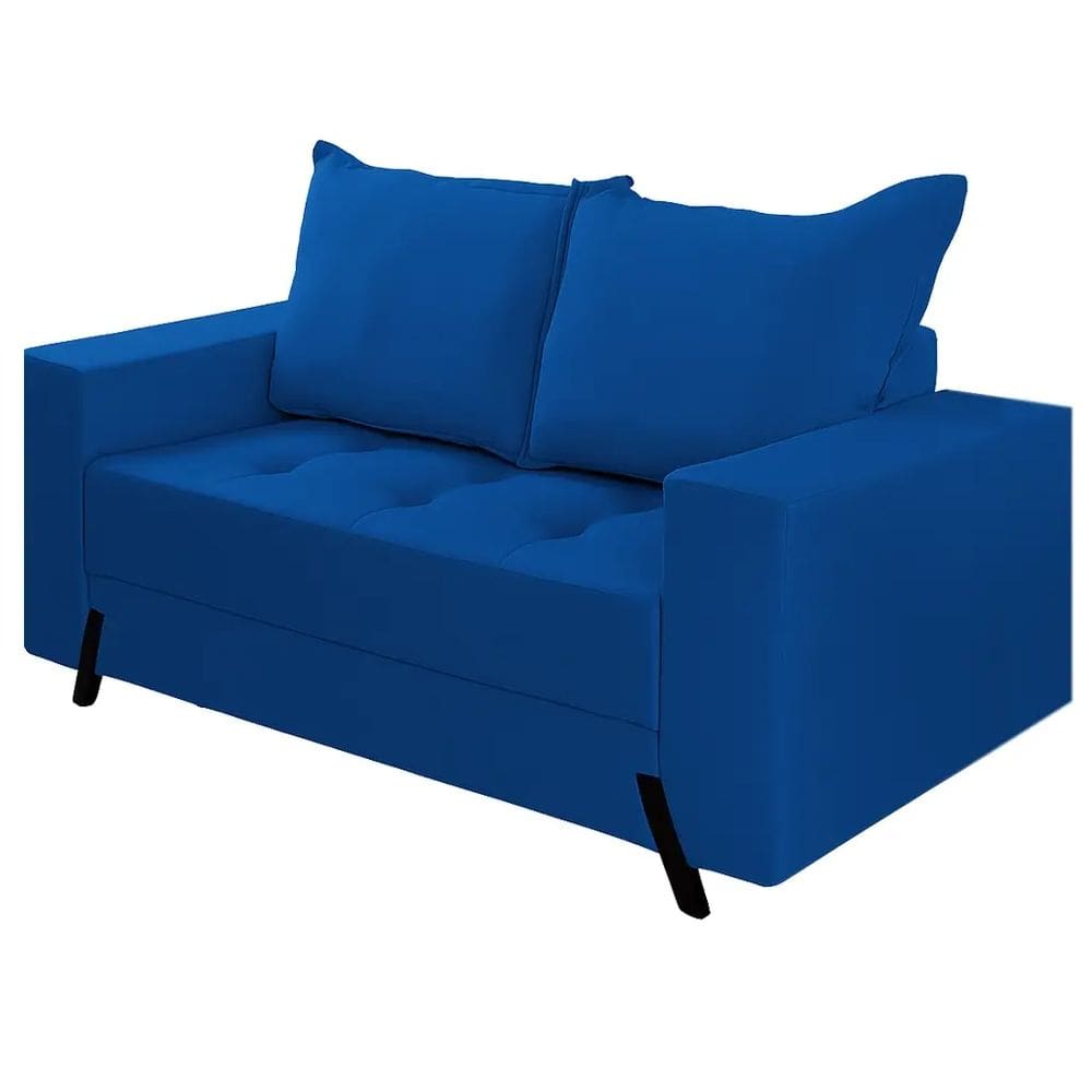 Sofá 8100 2 Lugares em Veludo com Almofadas Soltas 155cm Boareto Cor Azul