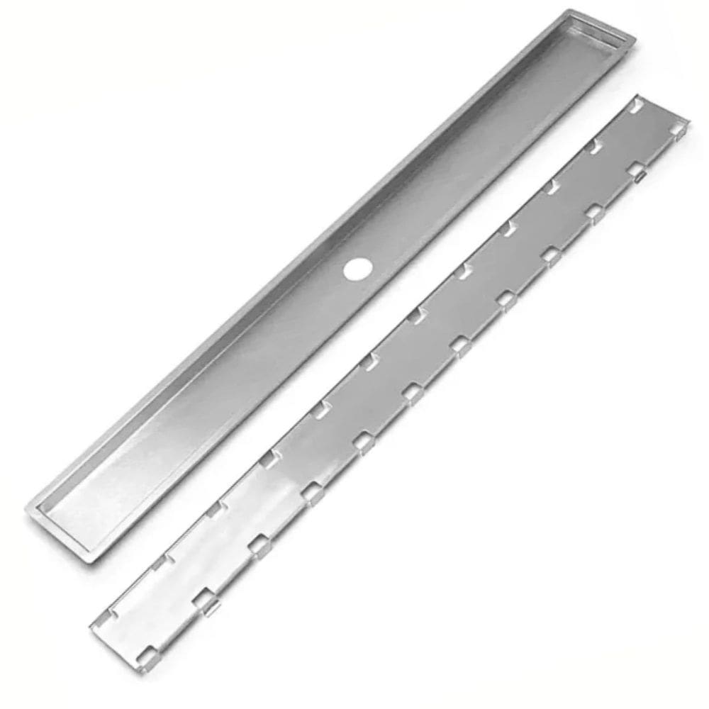 Ralo Inox Clean 130X8 Cm Com Tampa Invisível C/ 1 Saída Central Vertical
