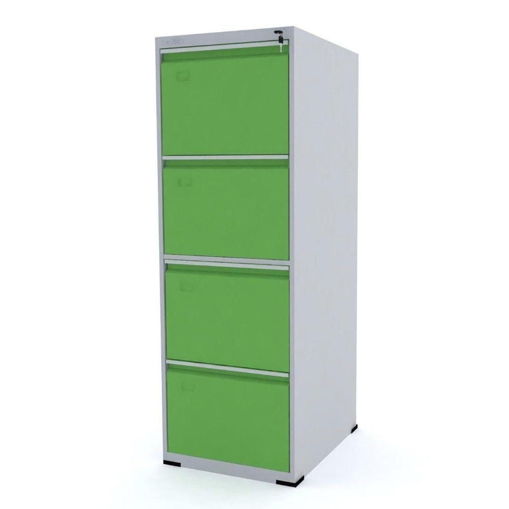Arquivo De Aço 133X47x57 4 Gavetas Oficio Portas Verde Pandin