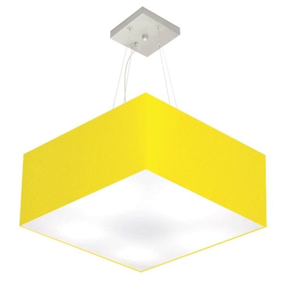 Lustre Pendente Quadrado Vivare Md-4071 Cúpula em Tecido 30/70x70cm - Bivolt