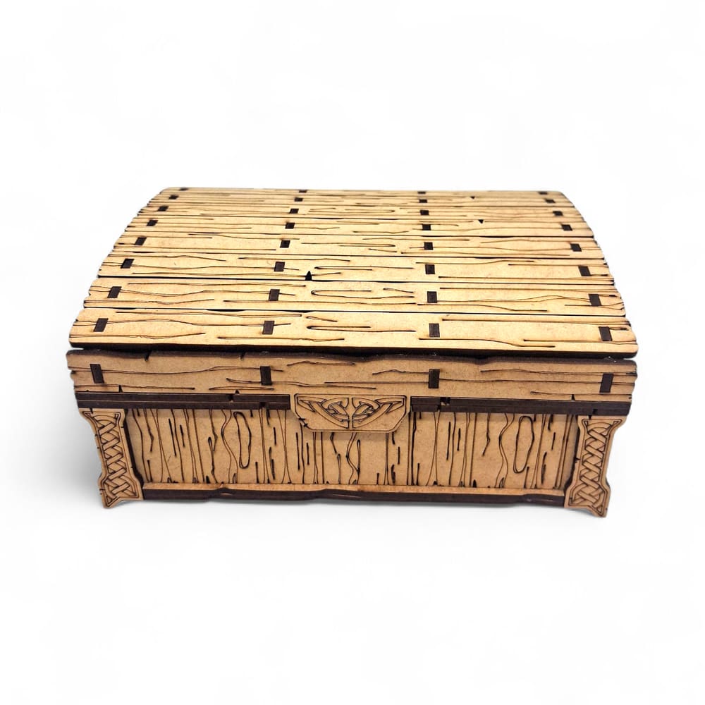 Porta Tarô Baú do Tesouro Madeira Mdf Clara Detalhada 17 cm