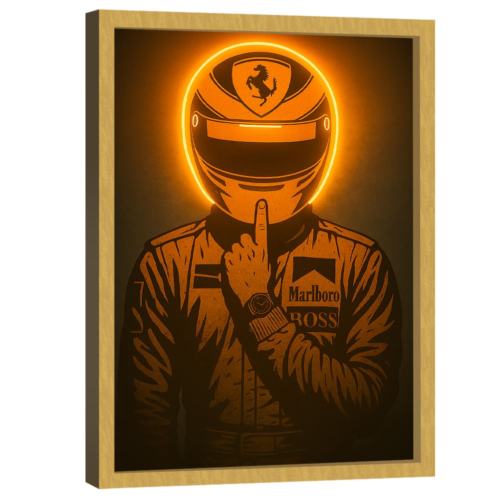 Quadro Decorativo Piloto Número 1 Neon Laranja