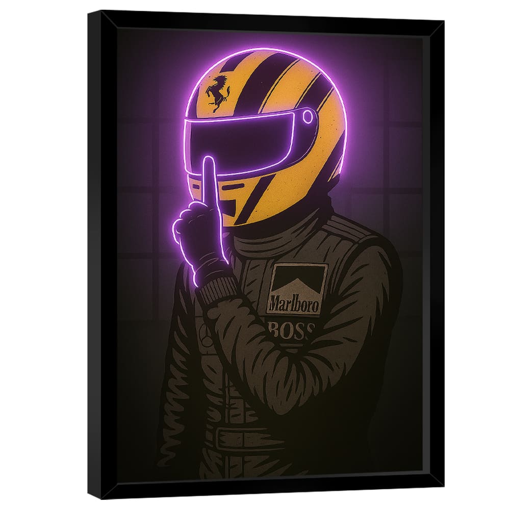 Quadro Decorativo Piloto Número 1 Neon Roxo