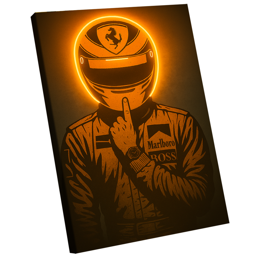 Quadro Decorativo Piloto Número 1 Neon Laranja
