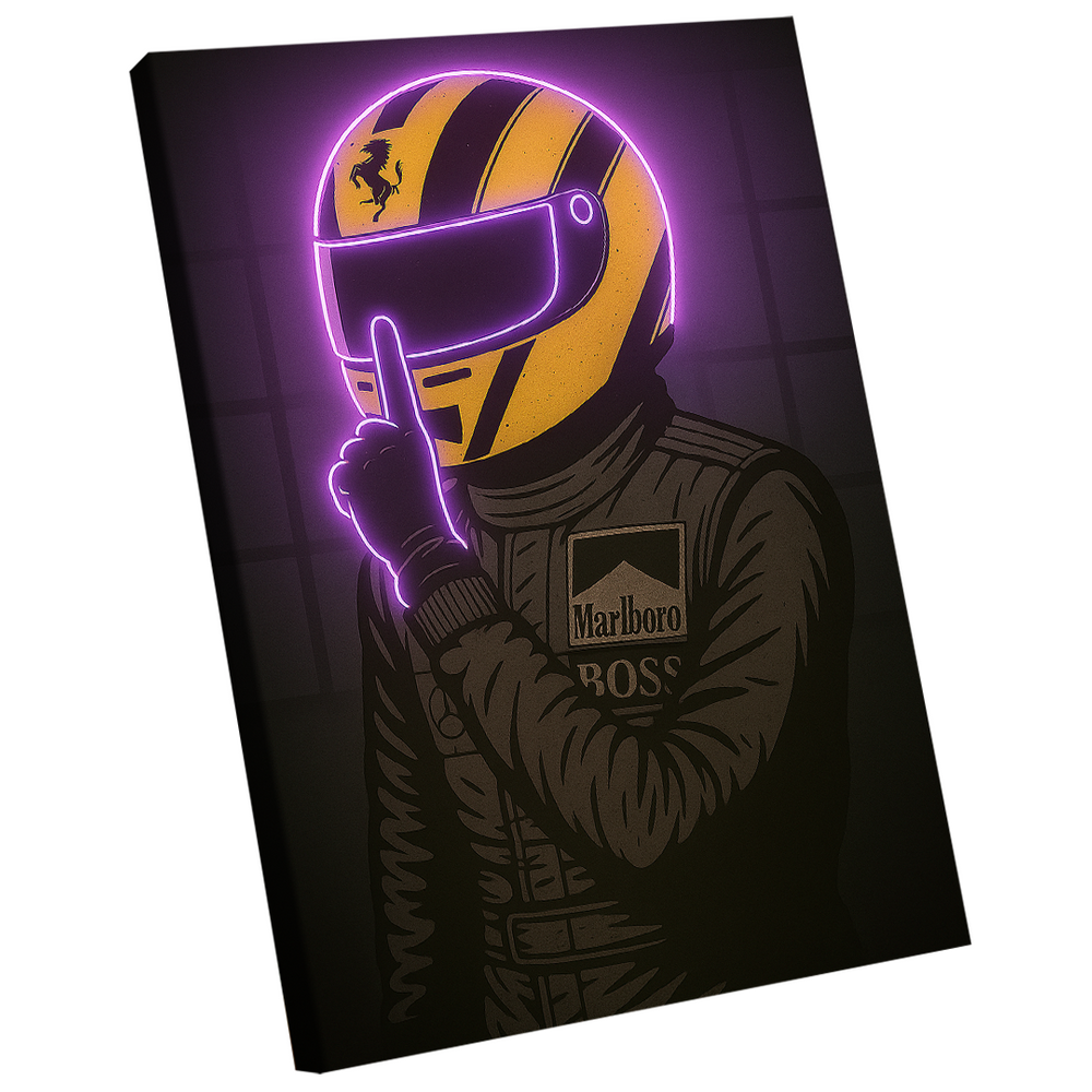 Quadro Decorativo Piloto Número 1 Neon Roxo