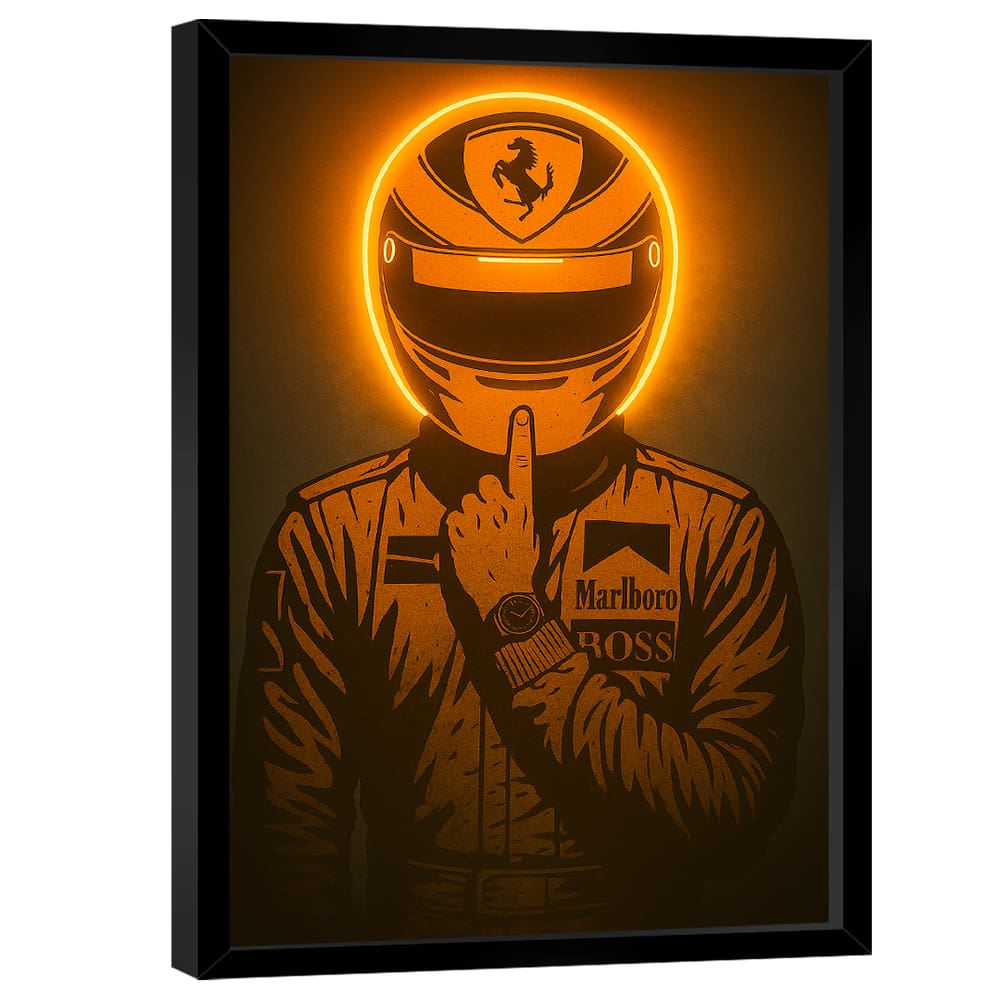 Quadro Decorativo Piloto Número 1 Neon Laranja