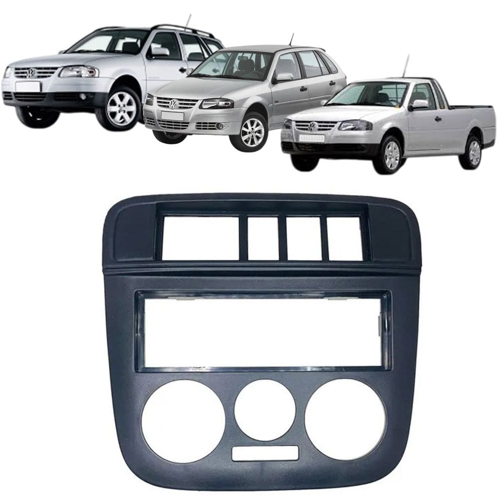 Moldura 1 Din Gol G4 Parati Saveiro 2006 à 2009 5 Botões Preta Painel Rádio Som Expex Epx Vw-534