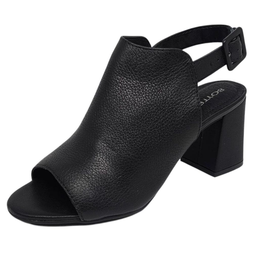 Sandália Feminina Couro Salto Bloco Conforto Chic Bottero