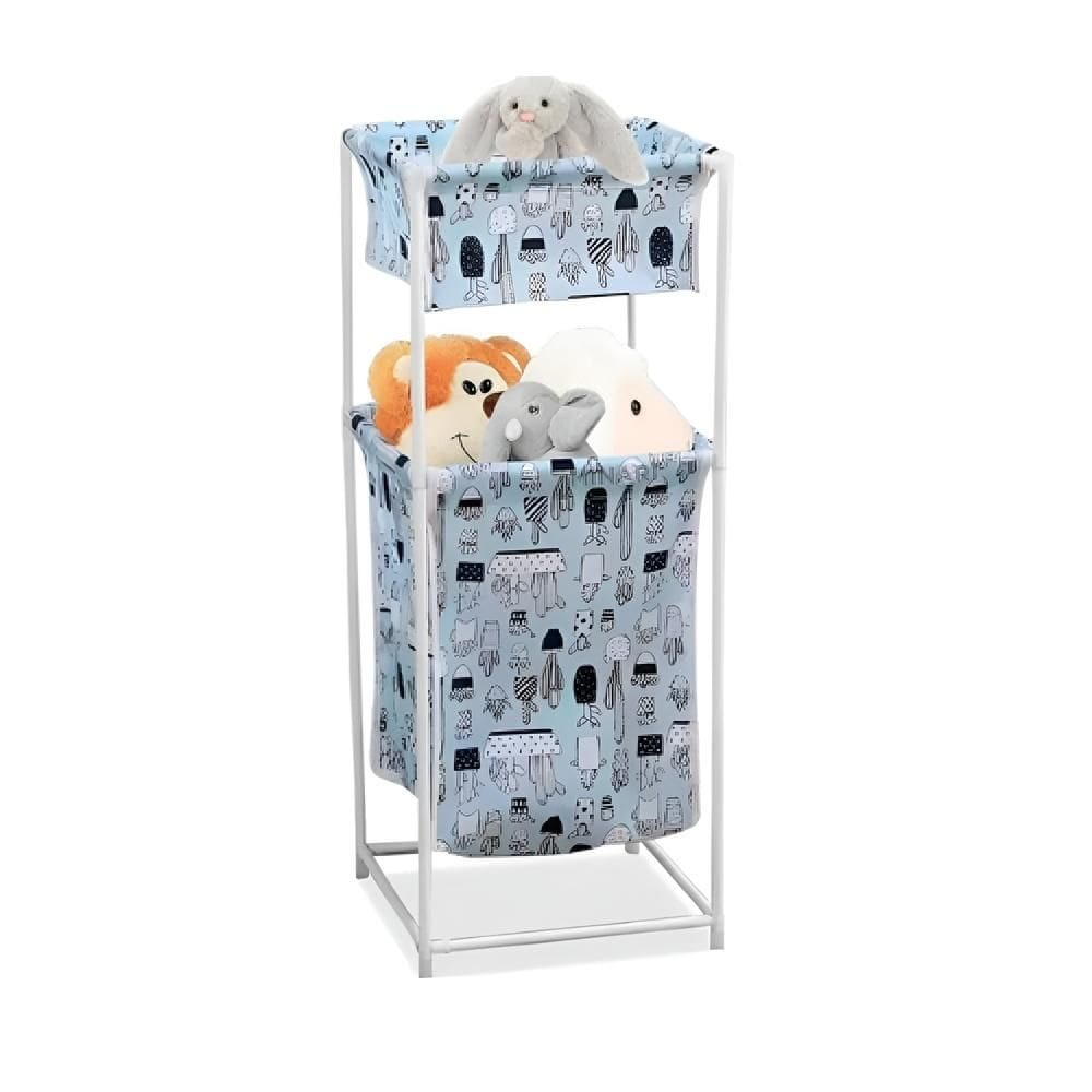 Cesto De Roupa Duplo 2 Andares Organizador Divisorias Multiuso Rouperio Banheiro Quarto Lavanderia Brinquedos