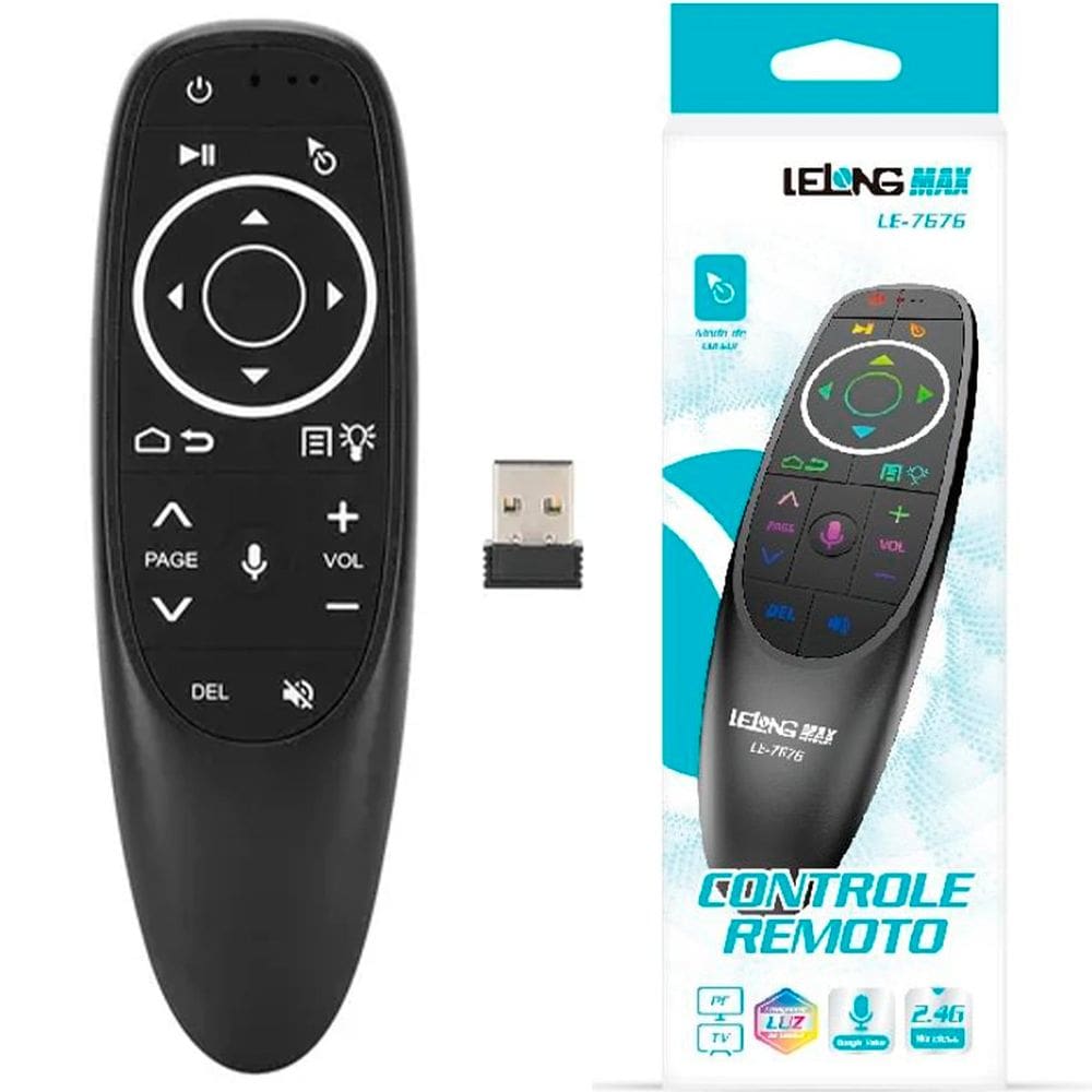 Controle Remoto Air Mouse Giroscópio Comando Voz Bluetooth