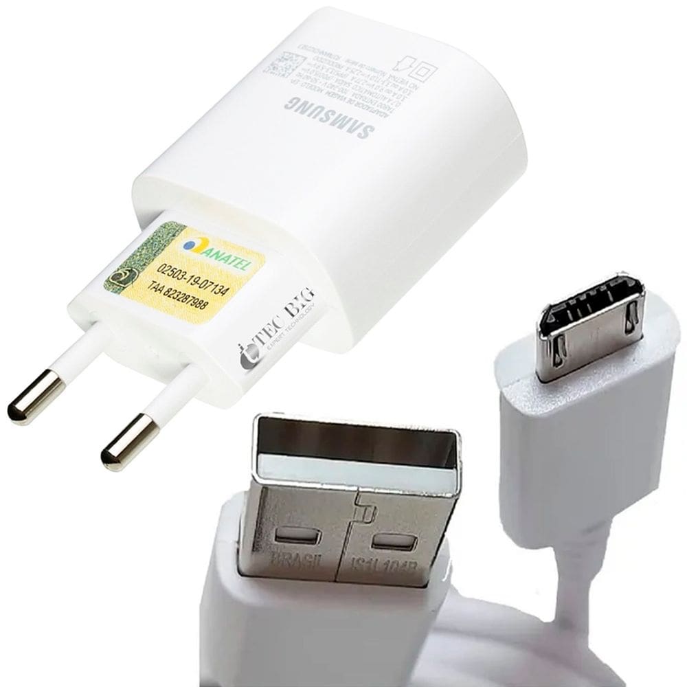 Carregador autêntico Celular Samsung Micro USB Turbo Branco
