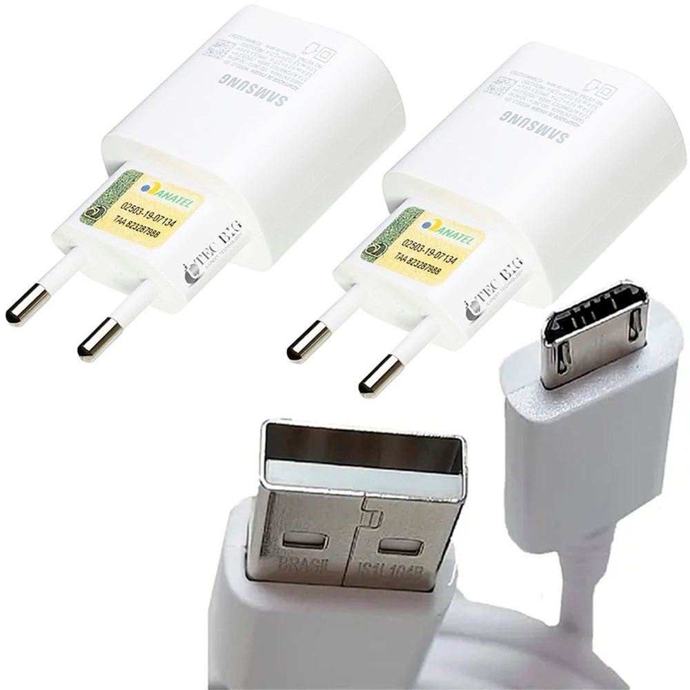 Kit 6 Carregadores Celular Samsung autêntico Micro USB Branco