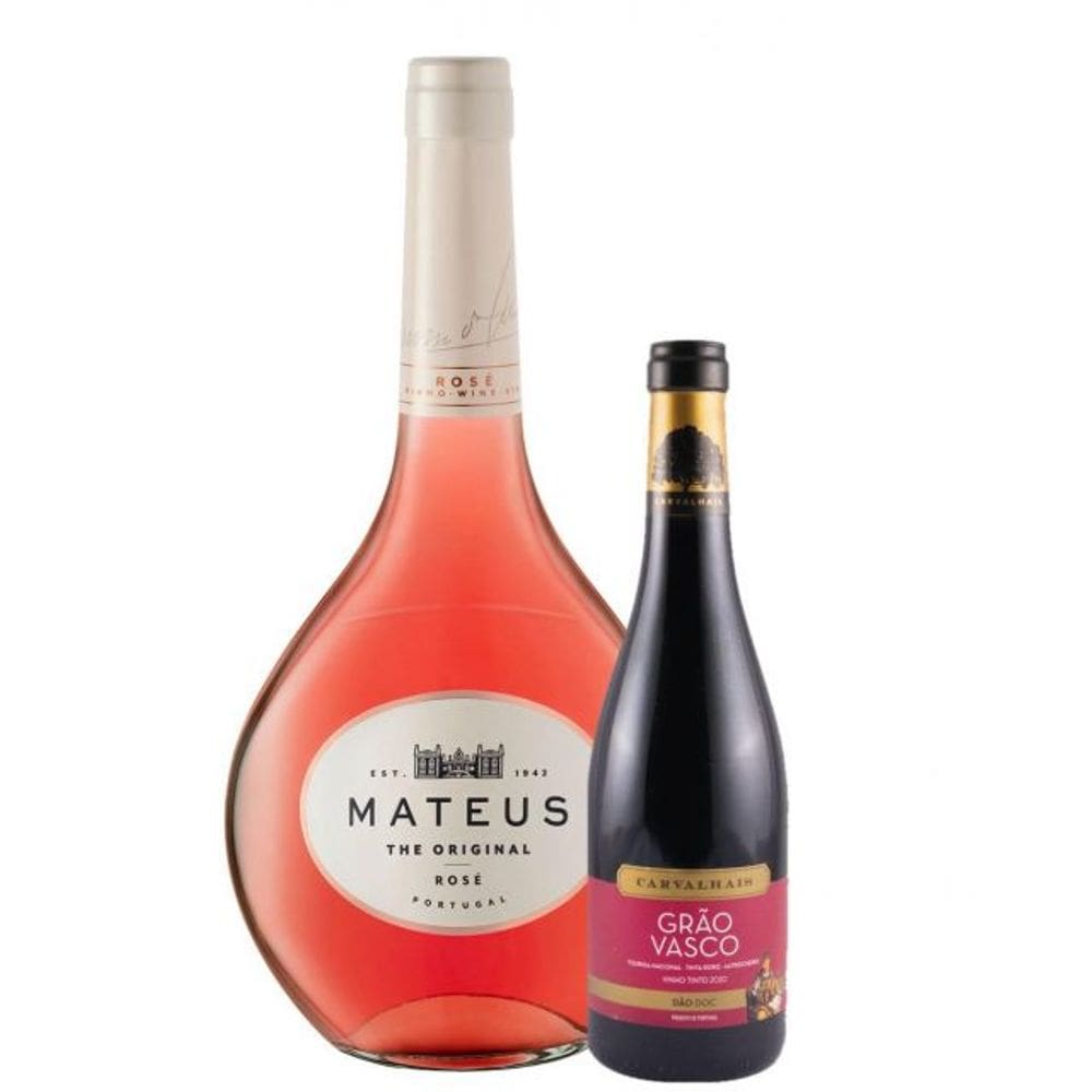Kit Vinho Grão Vasco Carvalhais Dão DOC 375ml + Mateus The autêntico Rosé 750ml