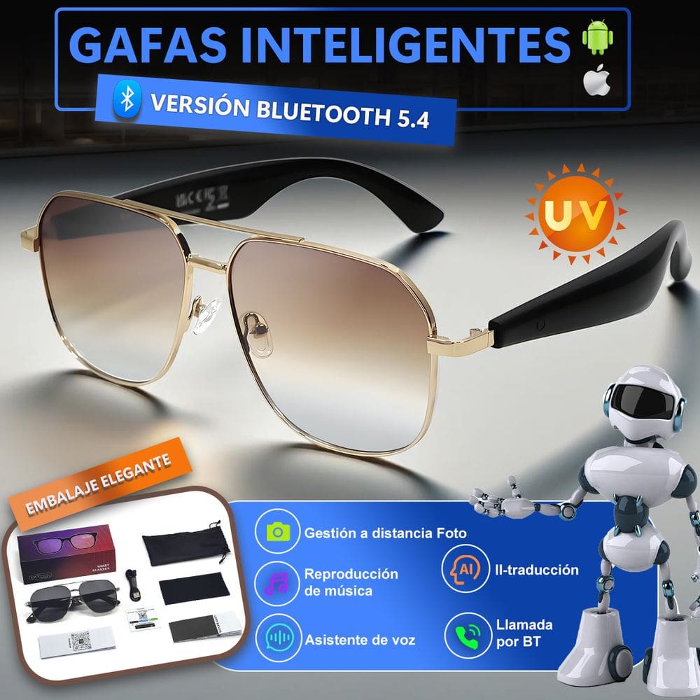 Óculos de sol inteligentes SACOSDING, proteção UV e antirreflexo