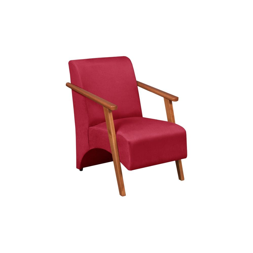 Poltrona Venus 1 Lugar Braço Madeira Maciça Tecido Suede Unidecor