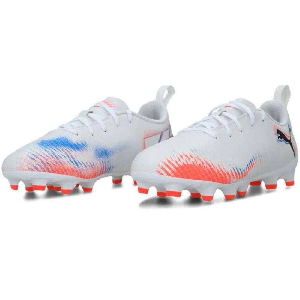 Chuteira Futsal Puma Future 8 FG/AG Masculina - Branco e Laranja