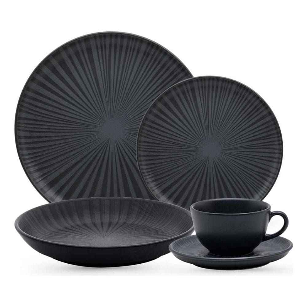 Aparelho de Jantar e Chá 20 Peças Flat Ônixn Oxford Porcelanas