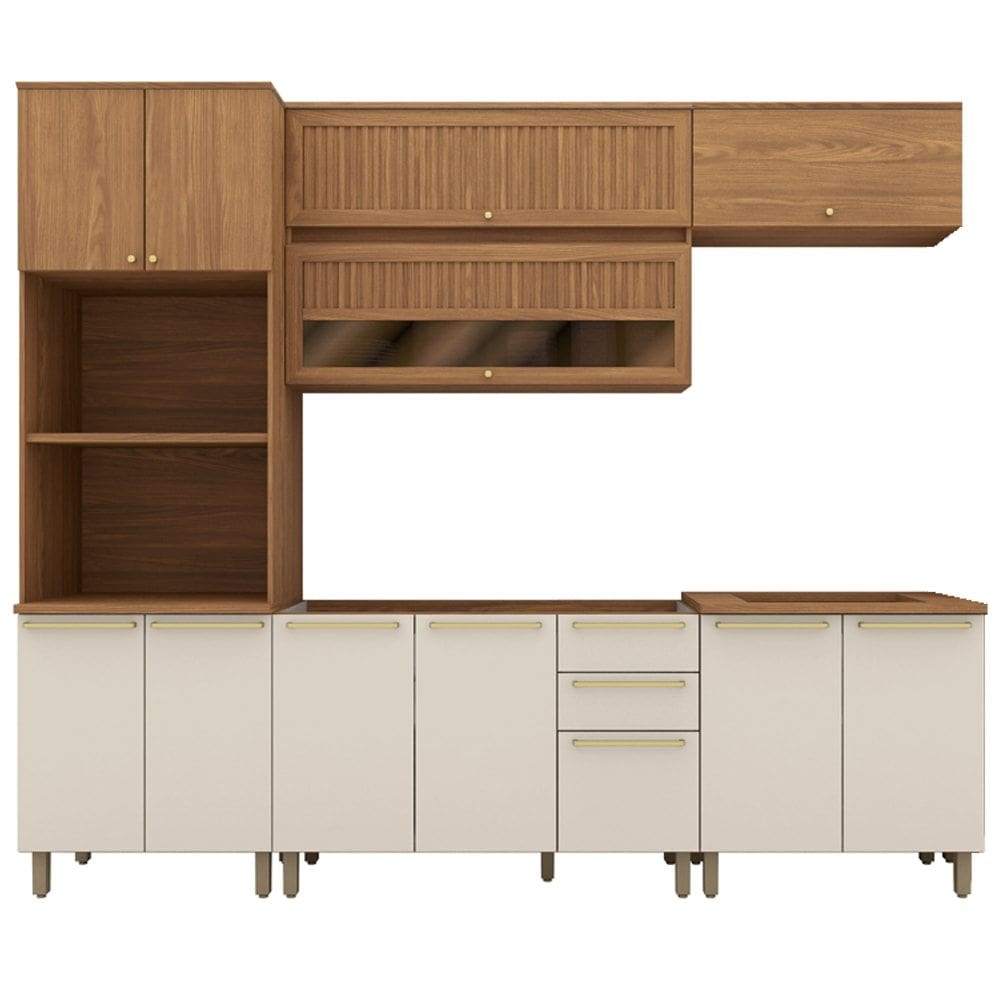 Cozinha Modulada 6 Pecas 272 cm Requinte Nature Areia Henn