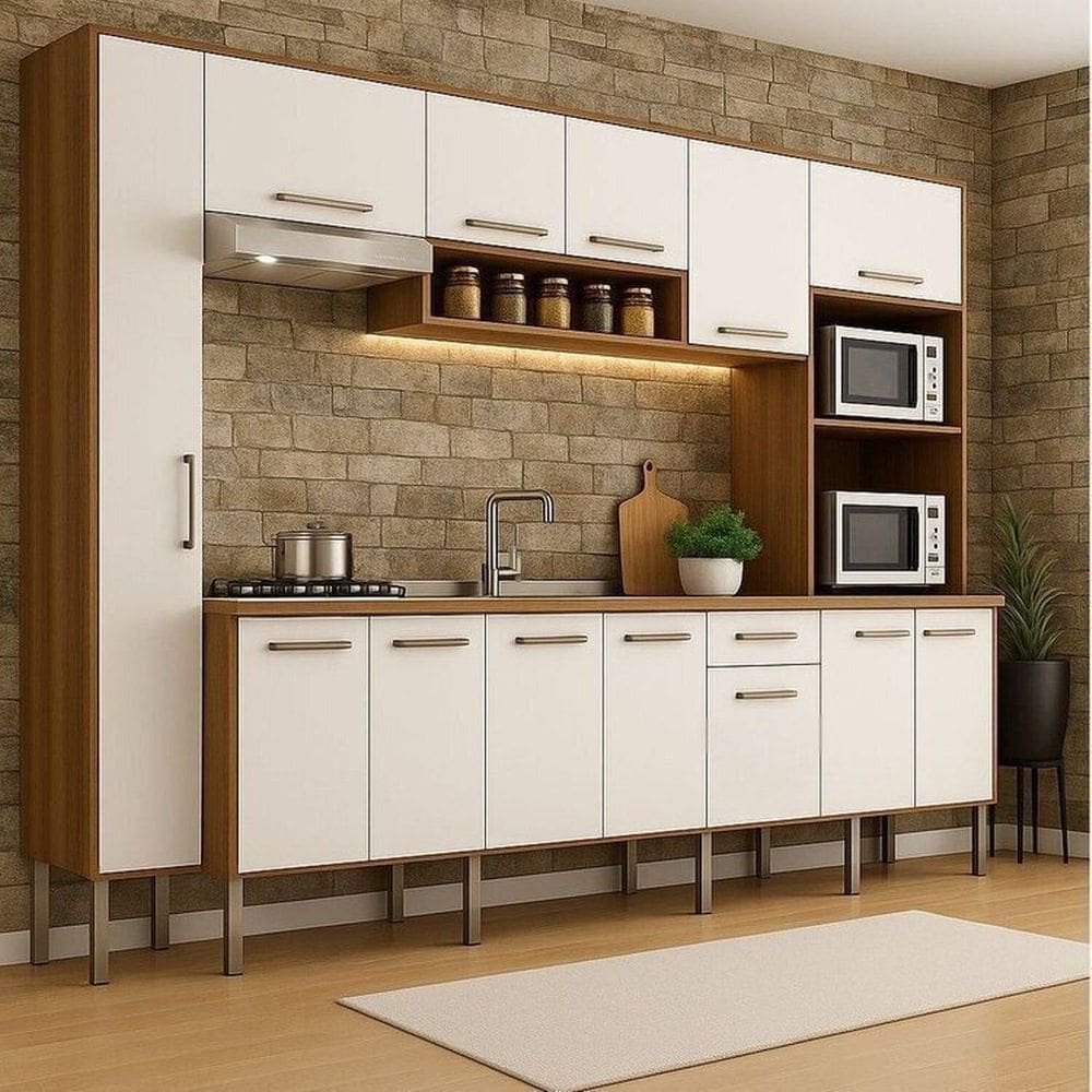 Cozinha Completa 6 Peças com Torre Quente e Paneleiro Realeza Manchester/Branco