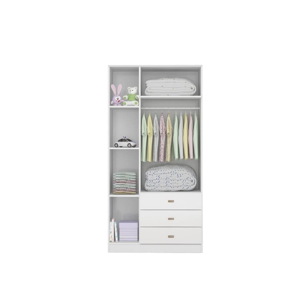 Guarda Roupa Ditália 3 Portas 3 Gavetas BB-322 Branco cozy