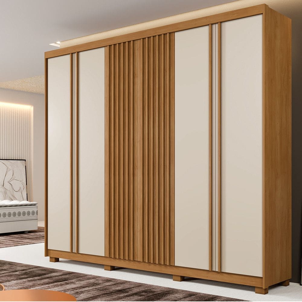 Guarda Roupa Casal Ripado 6 Portas com Pés Montral Benetil