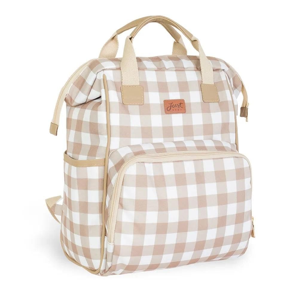Mochila de Maternidade Just Baby Multifuncional Vichy Bege