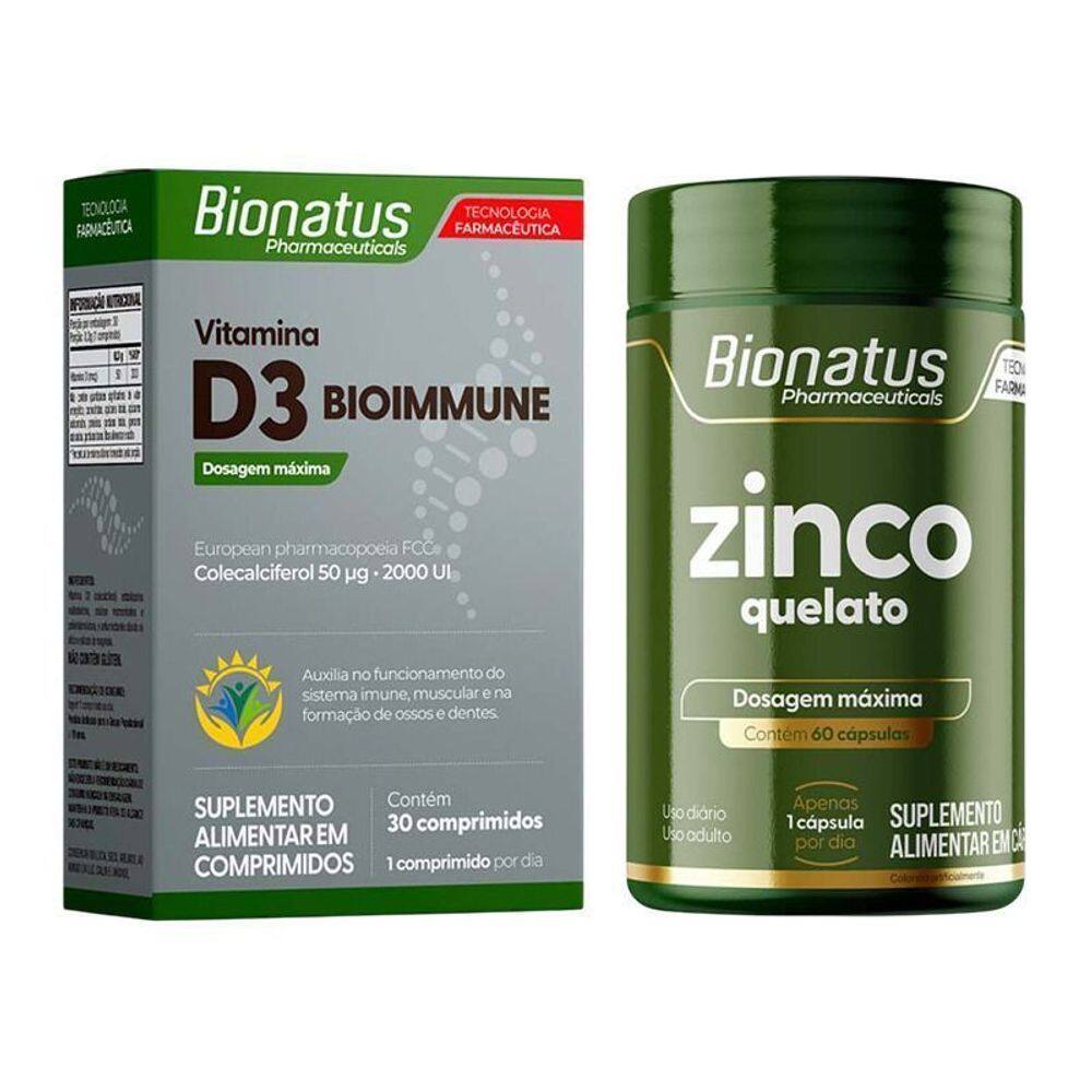 Zinco Quelato + Vitamina D3 Bionatus 30 Comprimidos