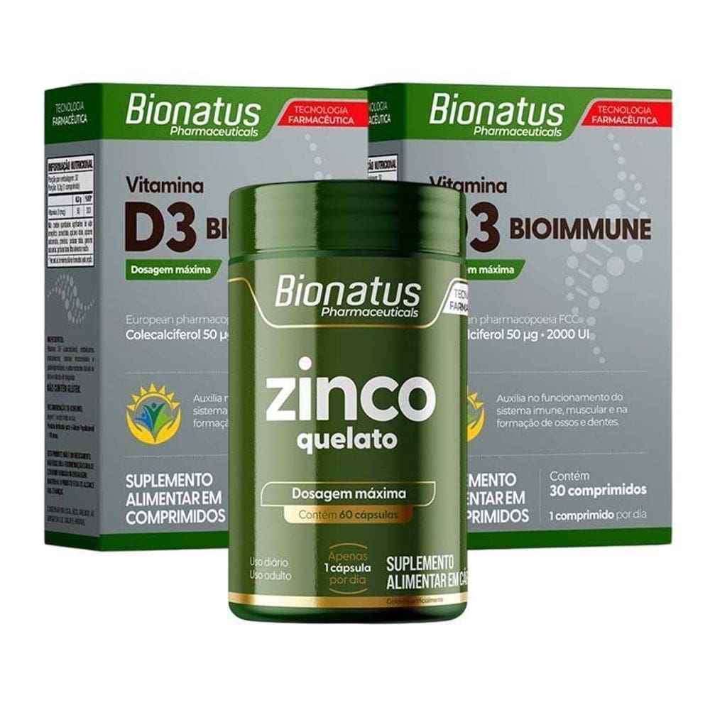 KIT 2 Vitamina D3 Bioimmune + Zinco Quelato Bionatus