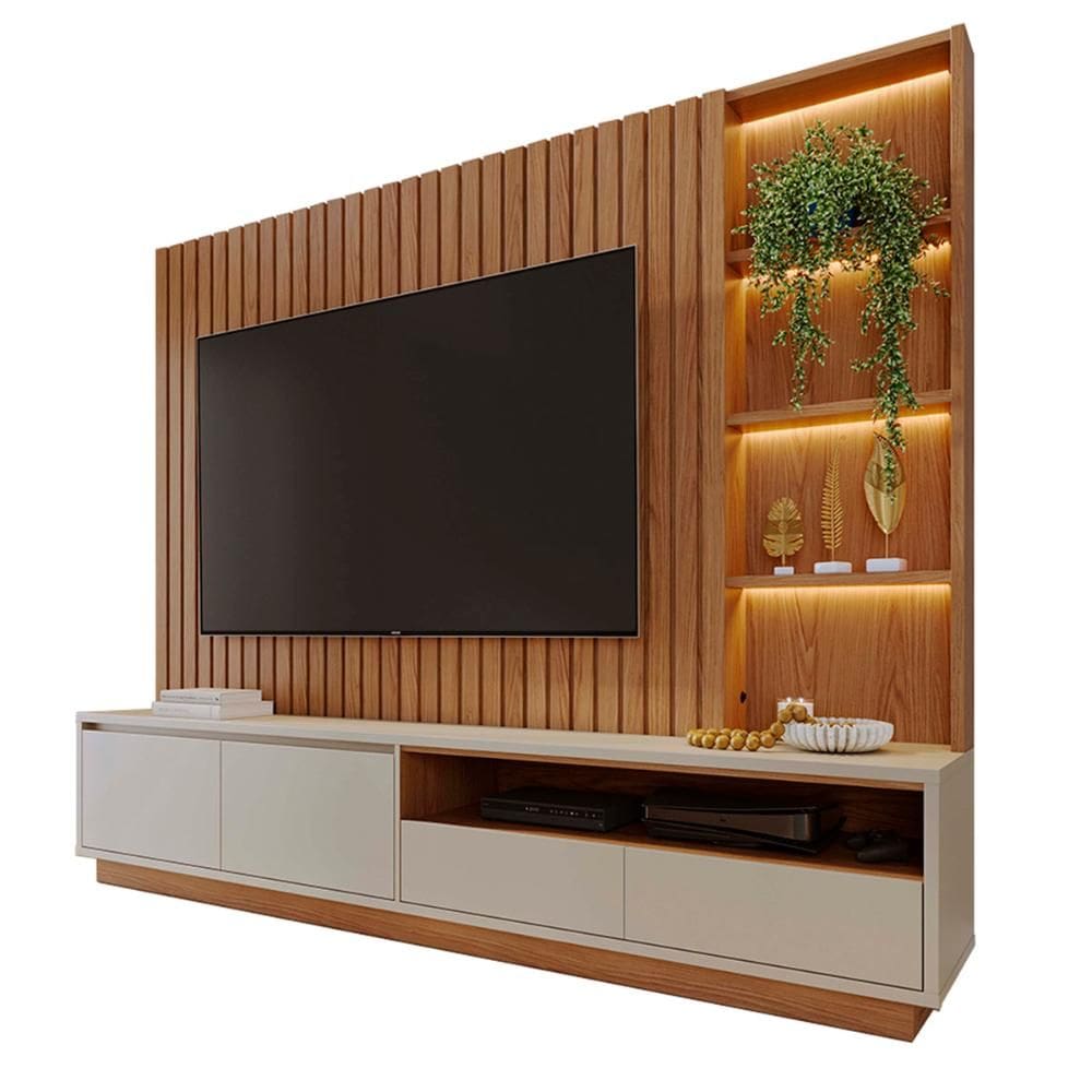 Home Estante Rack Cancun Para TV até 82 Polegadas com LED
