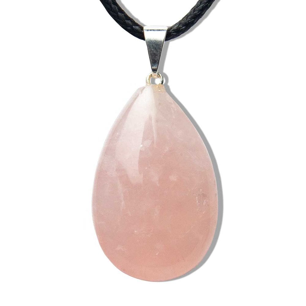 Colar Gota Quartzo Rosa Pedra Natural Montagem Pino Prateado
