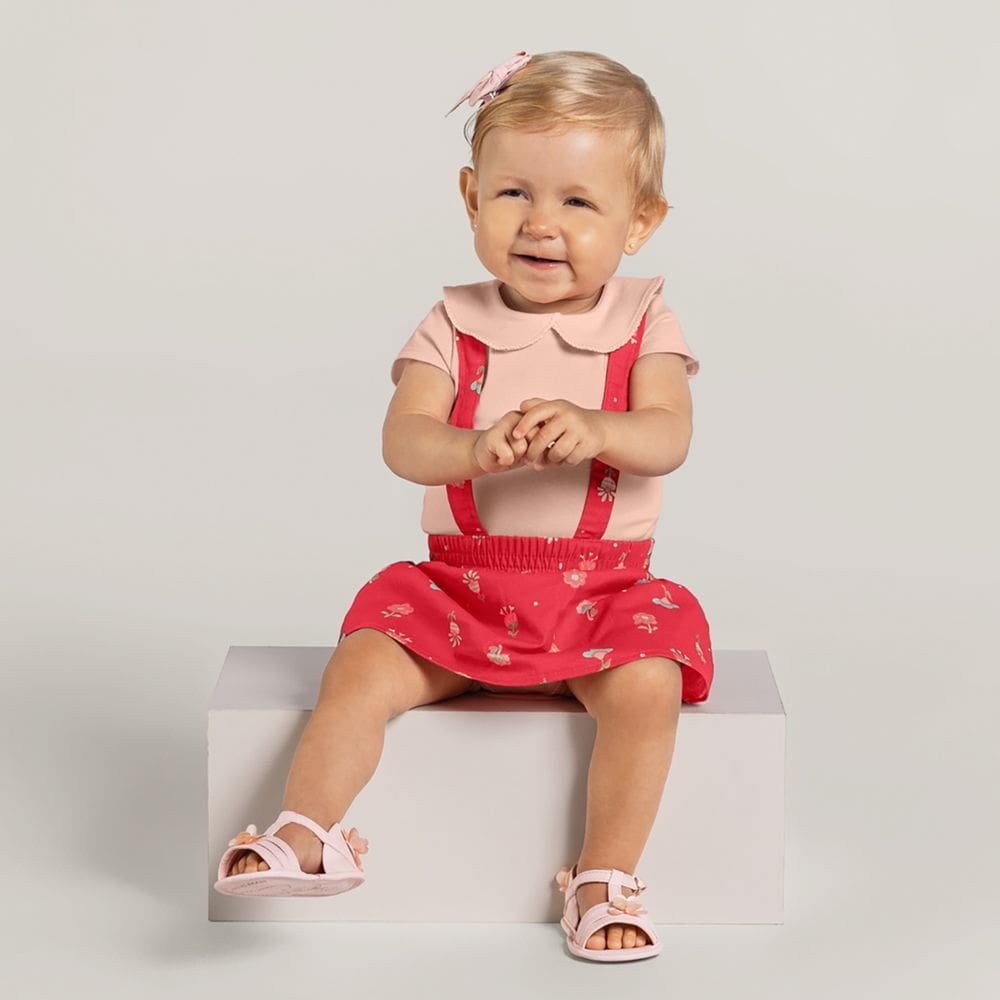 Salopete Bebê Menina Rosa Brandili