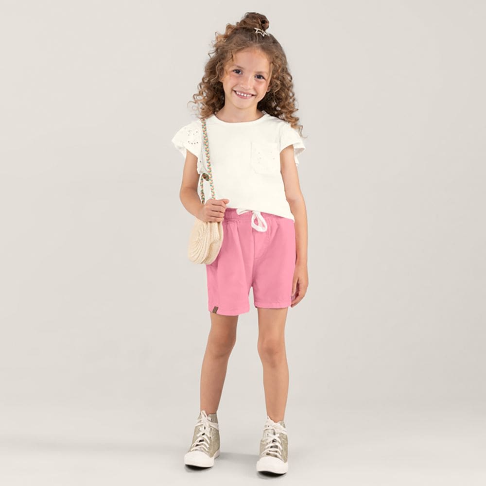Shorts Jeans Infantil Menina Rosa Brandili