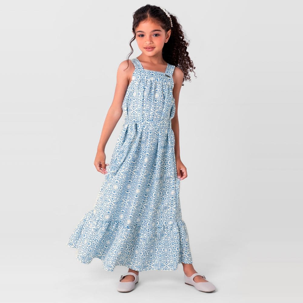 Vestido infantil menina midi Mundi