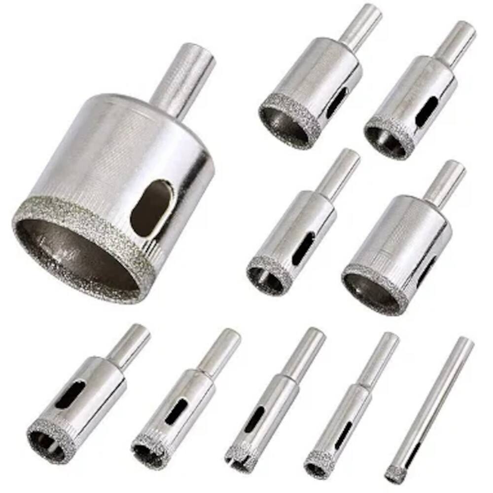 Kit 10 Broca Serra Copo Diamantadas Lorben 6 a 30mm Fura Vidro Mármore Piso Cerâmica Granito