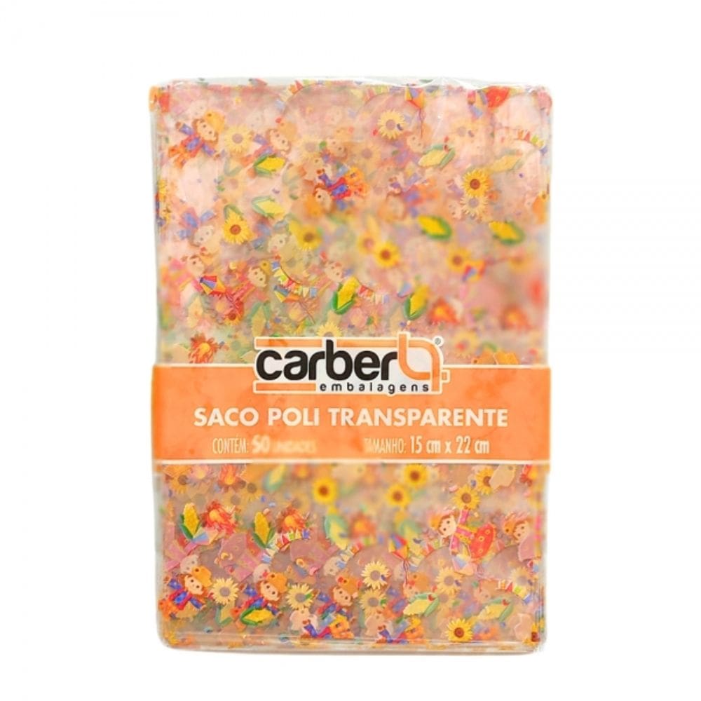 Saco Poli Transparente Arraiá Da Roça 15x22cm 50 Un Carber