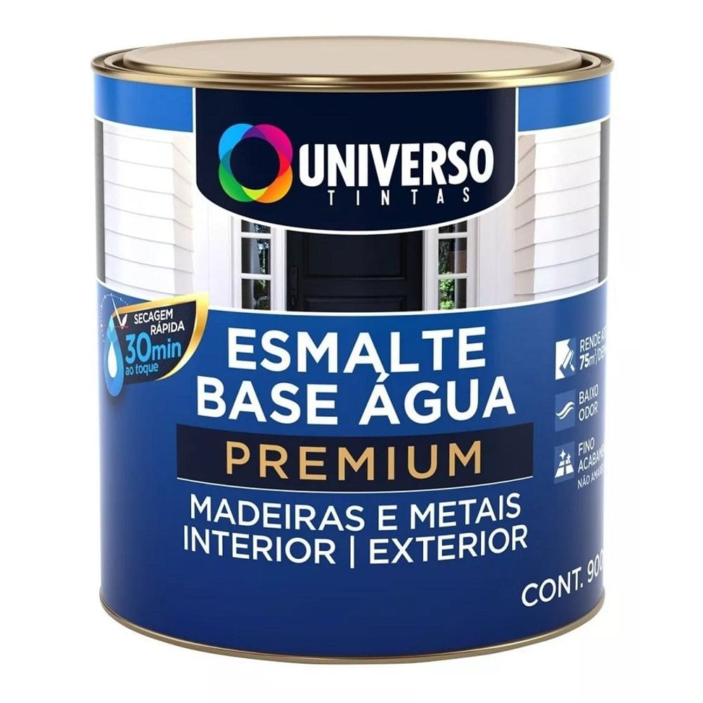 Esmalte Base Agua Premium Brilhante 900ML Preto Universo
