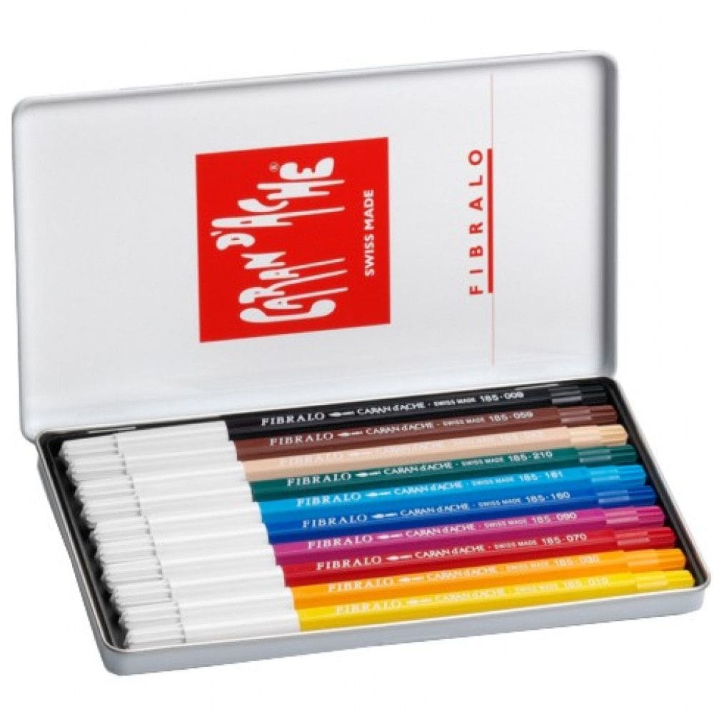 Caneta Fibralo Brush Caran D`Ache Aquarelável 10 Cores