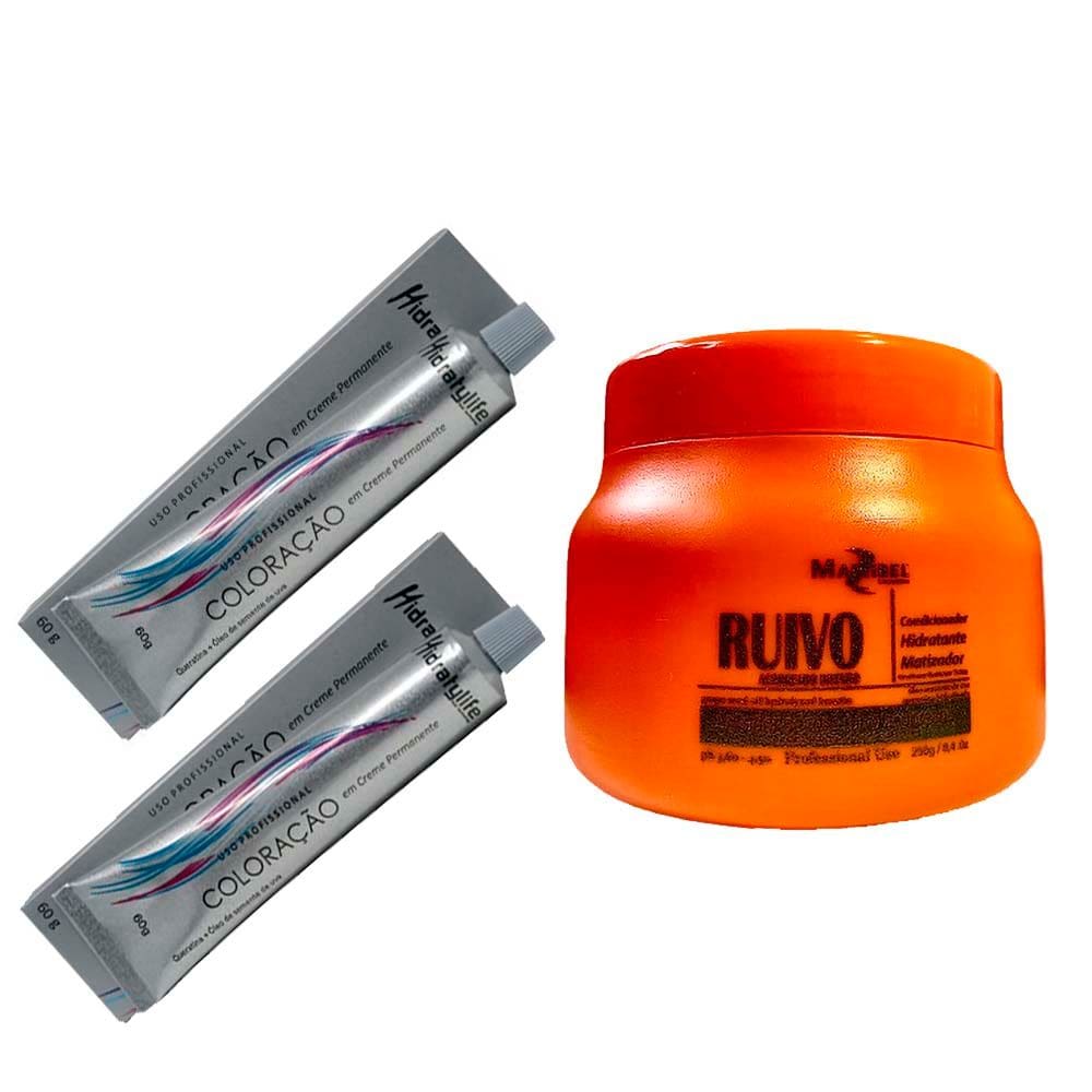 Kit Ruivo Acobreado 1 Masc. 250g e 2 Tinta Nº 8.44 Mairibel