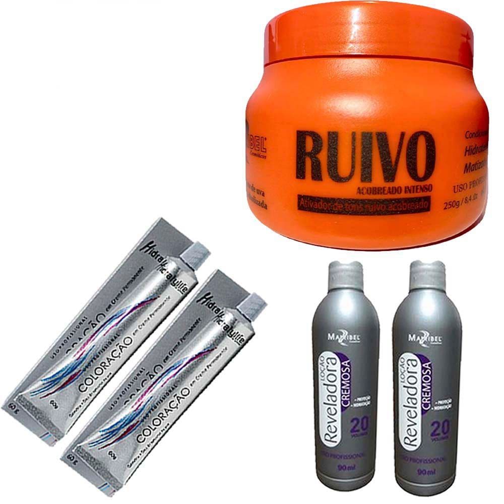 Kit Ruivo 1 Masc. 250g 2 Tinta Nº 8.44 e 2 OX 20Vol Mairibel