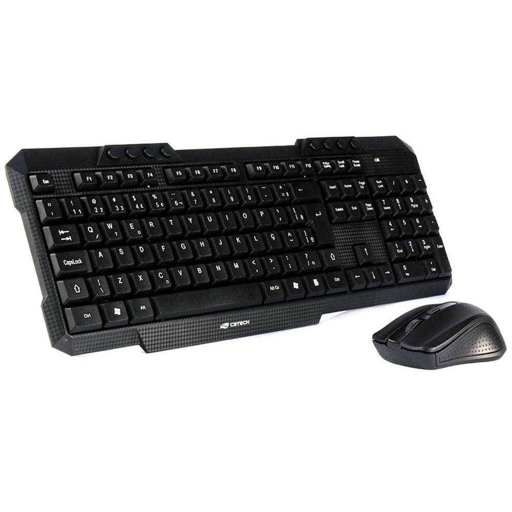 Kit C3 Tech Teclado Mouse Usb Abnt2 Preto Sem Fio K-W10Bk Ho