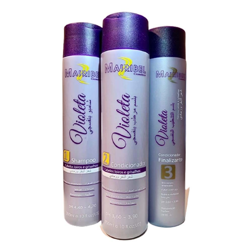 Kit Shampoo, Condicionador e Finalizador Violeta Mairibel