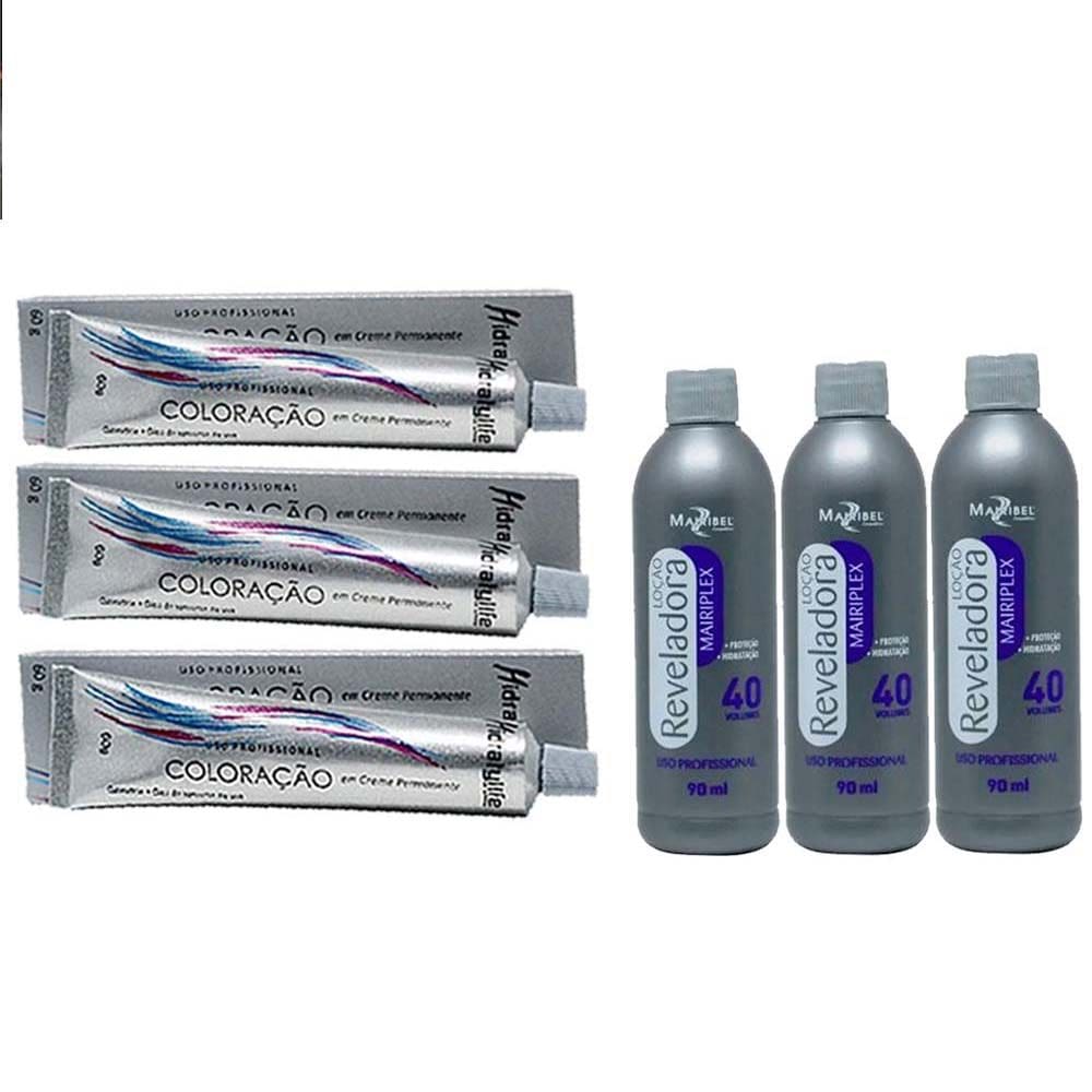 Kit Tinta Ruivo 8.44 03 Coloração, 03 OX 40 90ml Mairibel