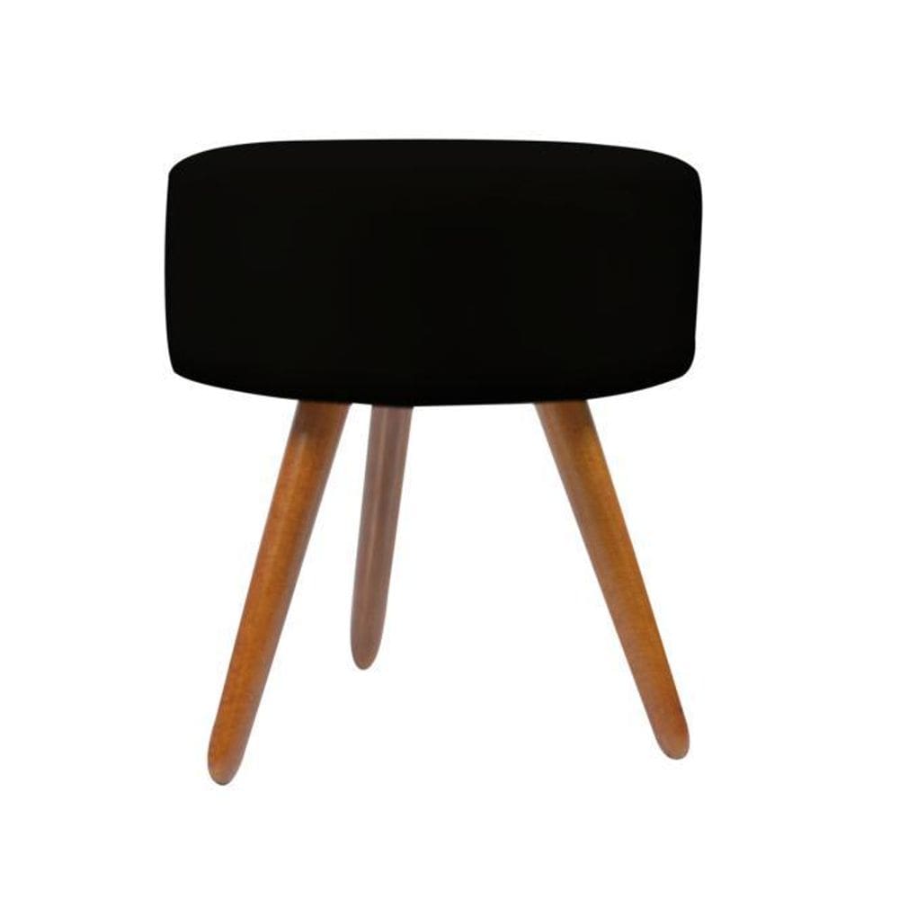 Puff Magnus Redondo Decorativo Pé Palito Cor Preto