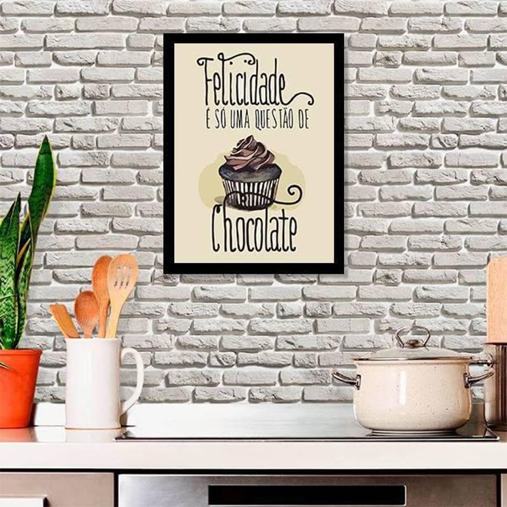 Quadro Decorativo Felicidade É Só Uma Questão Chocolate 45X3