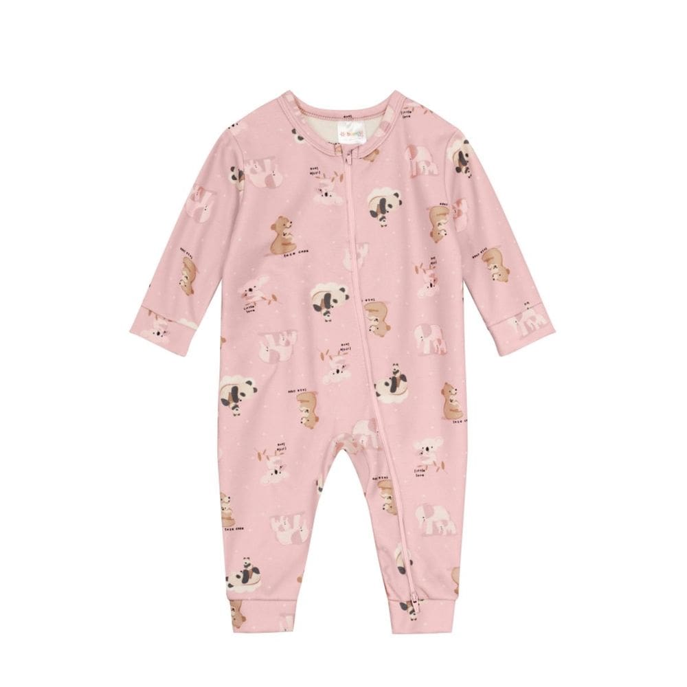 Macacão Bebê De Bichinhos Rosa Brandili