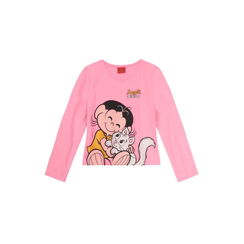 Blusa infantil menina Turma da Mônica Brandili Rosa